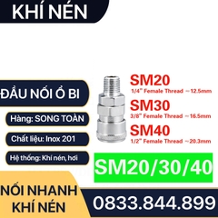 Khớp Nối Nhanh Khí Nén, Bộ Nối Nhanh Khí Nén Ổ Bi Inox 201 (SM+PM - SH+PH - SF+PF - SP+PP)