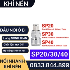 Khớp Nối Nhanh SP PP Khí Nén Siết Ống, Bộ Nối Nhanh Ổ Bi Cắm Siết Ống 8 10 12