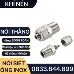 Đầu Nối Thẳng Siết Ống Mềm Inox, Nối Thẳng Ren Ngoài Siết Ống Mềm - Inox SUS 304