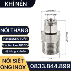 Đầu Nối Thẳng Siết Ống Mềm Inox, Nối Thẳng Ren Ngoài Siết Ống Mềm - Inox SUS 304