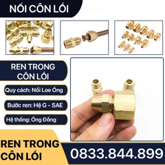 Bộ Nối Thẳng Ren Trong 1/8 (9.6m) Côn Lồi Lắp Lã Ống Đồng NPT Phi 6 8 10mm (Brass Flare Fitting Female Connector NPT)