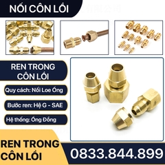 Bộ Nối Thẳng Ren Trong 3/8 (17mm) Côn Lồi Lắp Lã Ống Đồng NPT Phi 6 8 10mm (Brass Flare Fitting Female Connector NPT)