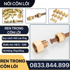 Bộ Nối Thẳng Ren Trong 1/2 (21) Côn Lồi Lắp Lã Ống Đồng NPT Phi 6 8 10 12 16 19mm (Brass Flare Fitting Female Connector NPT)