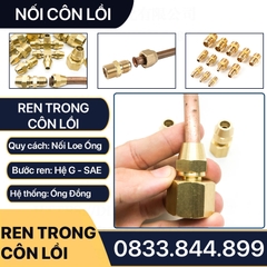 Bộ Nối Thẳng Ren Trong 1/4 (13mm) Côn Lồi Lắp Lã Ống Đồng NPT Phi 6 8 10 12mm (Brass Flare Fitting Female Connector NPT)