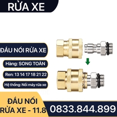 Khớp Nối Nhanh Máy Rửa Xe, Đầu Nối Nhanh Cao Áp Rửa Xe Đồng Thau Ren 13 14 17 18 21 22mm - Lỗ Trong 11.8mm