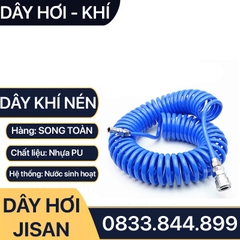 Dây Hơi Bơm Xe, Dây Xoắn Màu Xanh JISAN Bơm Hơi Khí Nén - Kèm Bộ Nối Nhanh