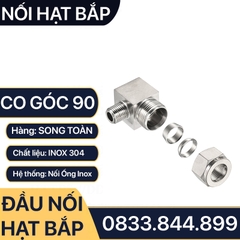 Nối Co Ren Ngoài Hạt Bắp Inox, 1 Đầu Ren 1 Đầu Côn Lõm Hạt Bắp Inox NPT Nối Ống Inox 304