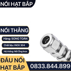 Nối Thẳng Hạt Bắp Inox, Bộ Hai Đầu Hạt Bắp Nối Vách Ngăn Côn Lõm Hạt Bắp Inox 304