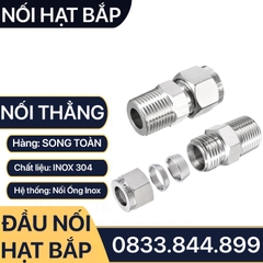 Nối Ren Ngoài Hạt Bắp Inox 304, Đầu Nối Ren Ngoài Côn Lõm Hạt Bắp Inox 304