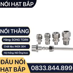 Nối Ren Ngoài Hạt Bắp Inox 304, Đầu Nối Ren Ngoài Côn Lõm Hạt Bắp Inox 304