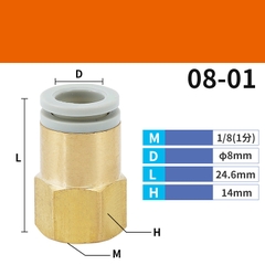 Nối Nhanh Ren Trong, PCF Ren Trong Cắm Ống STNC Ống 4 6 8 10 12 16 - Màu Trắng (Chính Hãng)