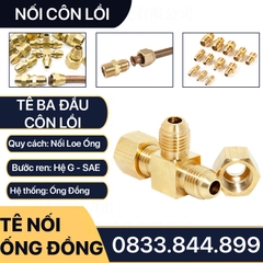 Bộ Nối Tê Ba Đầu Côn Lồi Lắp Lã Ống Đồng NPT Phi 6 8 10 12 16mm (Brass Flare Fitting Elbow Connector NPT)