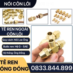 Bộ Tê Ren Ngoài Côn Lồi Lắp Lã Ống Đồng NPT Phi 6 8 10 12 16 19mm (Brass Flare Fitting Elbow Connector NPT)