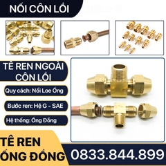 Bộ Tê Ren Ngoài Côn Lồi Lắp Lã Ống Đồng NPT Phi 6 8 10 12 16 19mm (Brass Flare Fitting Elbow Connector NPT)