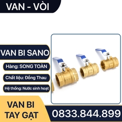 Van Bi Đồng Tay Gạt, Van Bi Đồng SANO Tay Gạt Inox 90 độ