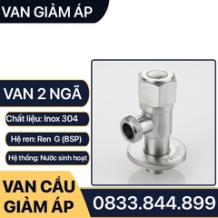 Van Chia Nước 2 Ngã Bồn Cầu Inox 304, Van Giảm Áp Inox Ren 21 Lắp Đặt Chia Nước Bồn Cầu, Vòi Xịt