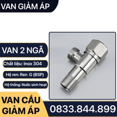 Van Chia Nước 2 Ngã Bồn Cầu Inox 304, Van Giảm Áp Inox Ren 21 Lắp Đặt Chia Nước Bồn Cầu, Vòi Xịt