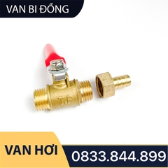 Van Bị Khóa Đồng Phi 1/4 (13) Bằng Đồng - Hai Đầu Ren Ngoài Kèm Đuôi 8mm - Loại Mỏng