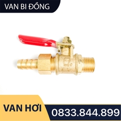 Van Bị Khóa Đồng Phi 1/4 (13) Bằng Đồng - Hai Đầu Ren Ngoài Kèm Đuôi 8mm - Loại Dày