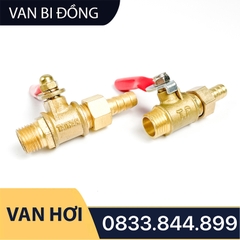 Van Bị Khóa Đồng Phi 1/4 (13) Bằng Đồng - Hai Đầu Ren Ngoài Kèm Đuôi 8mm - Loại Mỏng