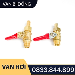 Van Bị Khóa Đồng Phi 1/4 (13) Bằng Đồng - Hai Đầu Ren Ngoài Kèm Đuôi 8mm - Loại Mỏng