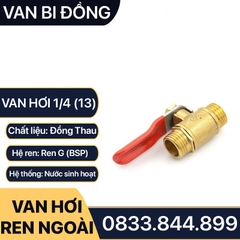 Van Khóa Đồng Phi 13, Van Hơi Đồng 1/4 (13) Hai Ren Ngoài - Kèm Đuôi Chuột 8mm