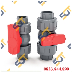 Van 2 Đầu Rắc Co, Khóa Bi Tay Gạt Kết Nối Bằng Rắc Co - Trơn Dán Ống Nhựa PVC