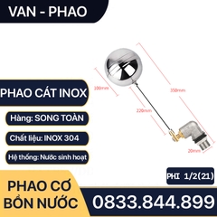 Van Phao Bóng Cát Inox, Phao Cơ Bóng Cát Inox Tự Động Ngắt Nước 21 27 - Inox 304