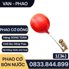 Van Phao Bồn Nước Đồng, Phao Cơ Đồng Thau Tự Động Ngắt Nước 21 27 34 - Đồng Thau