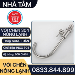 Vòi Chén Nóng Lạnh Inox 304, Vòi Rửa Bồn Chén Nóng Lạnh Inox 304