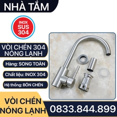 Vòi Chén Nóng Lạnh Inox 304, Vòi Rửa Bồn Chén Nóng Lạnh Inox 304