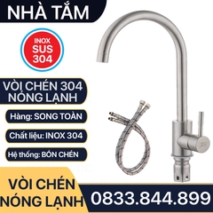 Vòi Chén Nóng Lạnh Inox 304, Vòi Rửa Bồn Chén Nóng Lạnh Inox 304