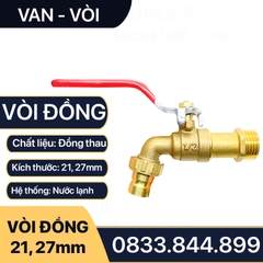 Vòi Đồng Ferroli, Vòi Xả Nước Đồng Thau Tay Gạt Ren Ngoài 21, 27