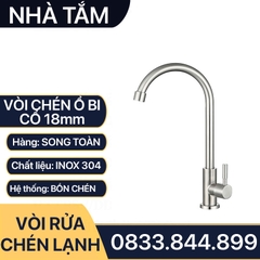 Vòi Rửa Chén Inox, Vòi Chén Inox 304 Cổ 18mm - Chân ren 21