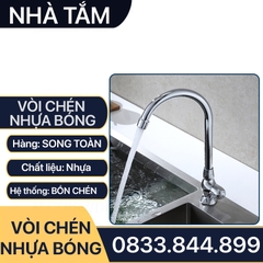 Vòi Rửa Chén Nhựa, Vòi Chén Nhựa Mạ Bóng Giá Rẻ Tay Gạt 90 Độ - Vòi Bồn Chén Nước Lạnh