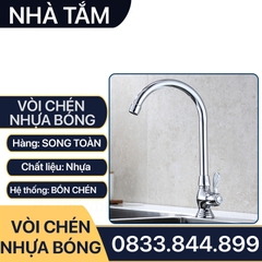 Vòi Rửa Chén Nhựa, Vòi Chén Nhựa Mạ Bóng Giá Rẻ Tay Gạt 90 Độ - Vòi Bồn Chén Nước Lạnh