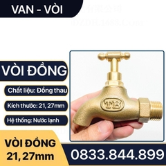 Vòi Đồng Tay Vặn, Vòi Rumine Tay Vặn Ren Ngoài 21, 27 - Đúc Đồng Thau