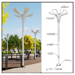 Cột Đèn LED Công Viên Kiểu Dáng Bông Hoa 5 Cánh Đẹp Lạ  Mã SP ZCV-H4000xW1910xD1910
