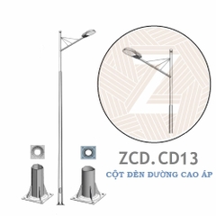 Cột Đèn Cao Áp Chiếu Sáng Đường Phố | Cần Đèn Đôi ZCD.CK13
