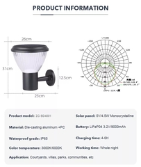 Đèn Tường Ngoại Thất Năng Lượng Mặt Trời Zalaa ZG-BD4001