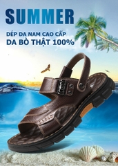 Dép da nam cao cấp da bò thật 100% DD03