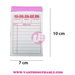 Sổ order 2 liên 7cm x 10cm có chữ order