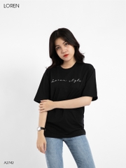 Áo thun nữ LOREN chữ Loren style đen A2742