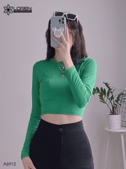 Áo kiểu nữ loren xanh lá tay dài cổ tròn A6912