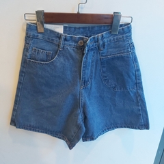 Quần jean ngố kiểu túi trơn xanh B5387