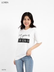 Áo thun nữ LOREN in chữ trắng A2733