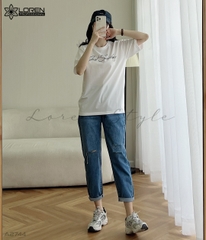 Áo thun nữ LOREN chữ Gust sunday trắng A2744