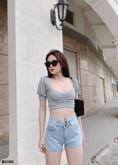Quần jean short 2 nút tua xanh B5105
