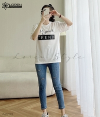 Áo thun nữ LOREN in chữ trắng A2733