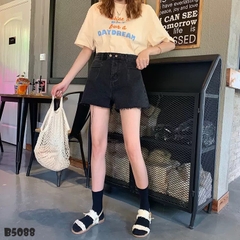 Quần jean short 2 nút tua đen B5088